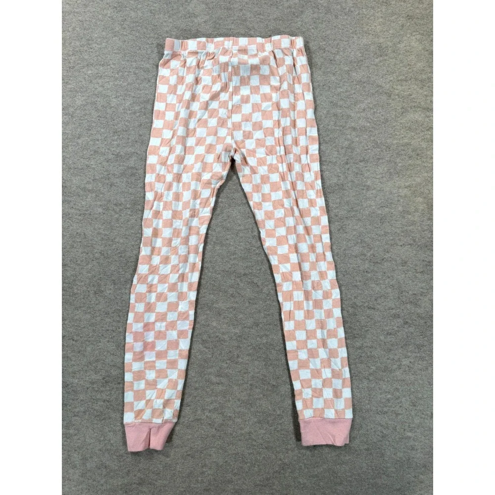 Carter's Pajama Pants Girls 12/12A Peach White Checkered Casual Mid Rise Pull On